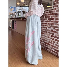 美式高街弯刀休闲裤子男女款秋季针织华棉直筒裤棉感运动长裤，女装休闲裤，星座506A