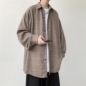 宽松长袖衬衫男格子衬衣KD623-P30图片
