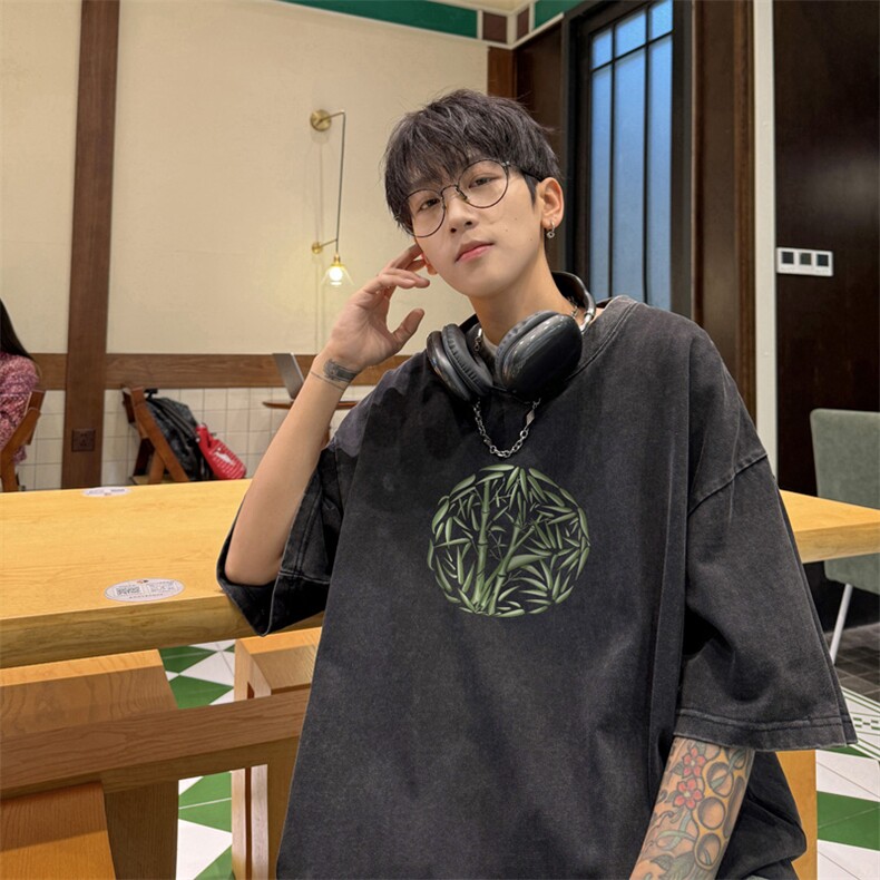 量大优 供视频  240g重磅美式炒雪花水洗做旧短袖t恤STX530-特P25图片