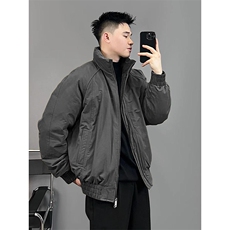 现货美式高街休闲夹克冬季三防立领纯色户外工装加厚棉服外套，男装夹克，电商A486