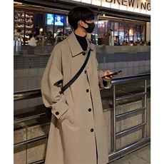 气质日系潮流流行慵懒新款原宿ins长款风衣百搭简约时尚文艺，男装风衣，星座506A