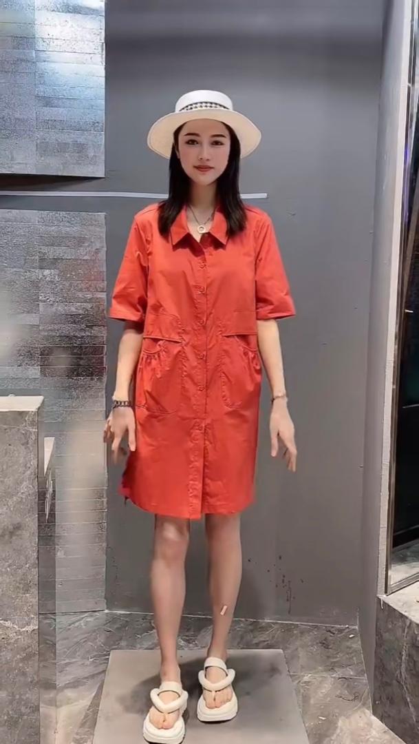 夏季新款韩版洋气工装风连衣裙,女装连衣裙,L·H·X