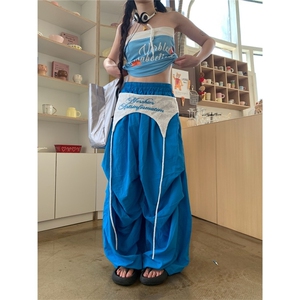 【现货】D5318-特批53美式街头屁帘飘带设计多色打褶堆积感裤子潮图片