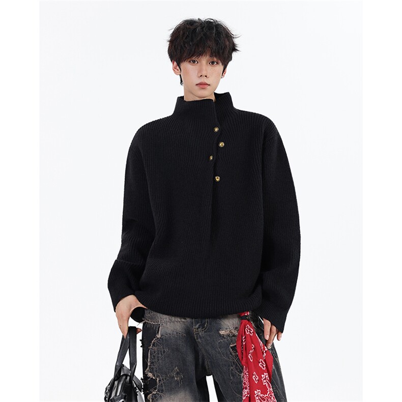 517A-8-M633-P78高品质半高领针织衫老钱风设计感慵懒风毛衣现货，男装针织衫/毛衣，星座517A-8（原B282）