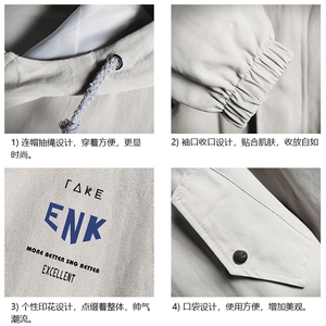 JK41120-P85纯棉连帽夹克男士大码工装夹克男外套男 网格挂拍图片