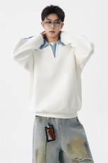 8XL-M美式拼接新款翻领高级感衬衫领运动上衣长袖卫衣男WY26P68，男装衬衫，电商D206-1