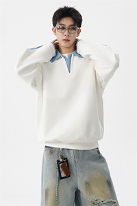 8XL-M 美式拼接新款翻领高级感衬衫领运动上衣长袖卫衣男WY26P68图片