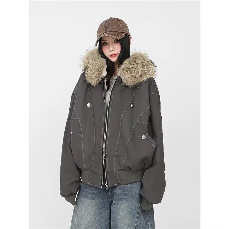 美式毛领座山雕棉服男女情侣冬季加厚保暖工装棉衣SW876P89,男装棉衣,星座1112-1