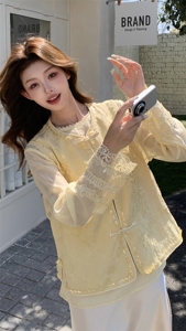 高端亚麻提花刺绣国风马甲女2025春夏新款高级感气质上衣钉珠衬衫图片