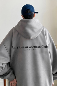 ！麂皮绒连帽卫衣 直播品质重磅400克Aury印花JL7110-P45图片