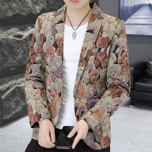 507A-X012-P75  2025春夏时尚青年帅气印花小西装西服外套图片