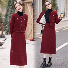 【财阀千金系列】2024新款冬装小香风50%白鸭绒内胆套装，女装套装/套裙，欣贝拉