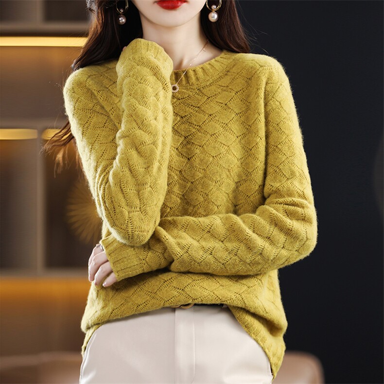 2024年秋冬季新款圆领羊毛衫简约百搭，女装羊毛衫，温贝羊绒