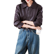 皮夹克短款外套女小个子春秋2024年新款高级感气质女装休闲PU皮衣，女装皮衣，美拉德工厂直营店