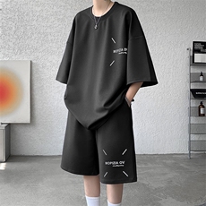 套装男夏季新款港风宽松短袖短裤一套运动装TZ911-P45，男装休闲套装，星座214-3