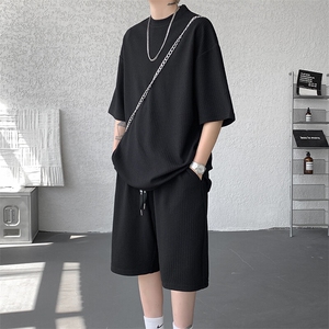 男士夏季短裤套装宽松潮流休闲运动服9056-P58,夏季日常穿搭极简图片