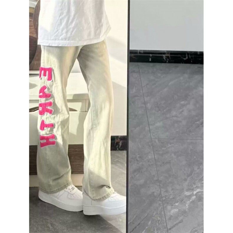 现货！！！刺绣黄泥牛仔裤修身微喇裤子RN612-P45,男装牛仔裤,星座1005-6