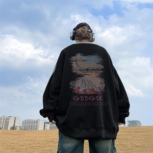 400高克重华棉卫衣男潮外景秋冬圆领情侣宽松WY00283/P45加绒P50,腿粗卫衣怎么搭配好看图片