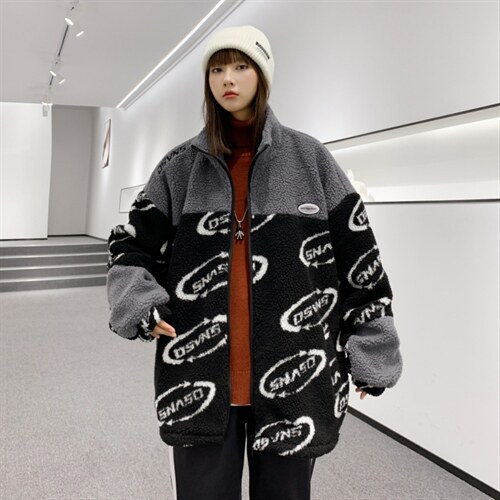冬装加厚棉衣潮流宽松休闲羊羔绒外套棉服A161-2-271-P95图片