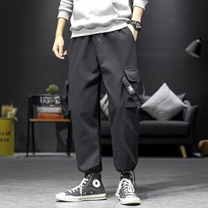 2021春季新日系大码男束脚搭扣装饰工装九分休闲裤K2015-P45图片