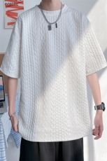 2024夏季新款巴洛克华夫格贴标休闲宽松男短袖A161-TH01-P35，男装T恤，电商A161-2