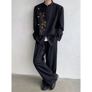 现货！25新中式TR重工刺绣喜服礼服金竹报喜立领西服xz91-p145图片