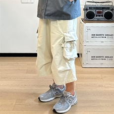 夏季日系复古水洗棉多口袋工装七分裤男女纯色宽松直筒过膝短裤潮，男装牛仔裤，星座506A