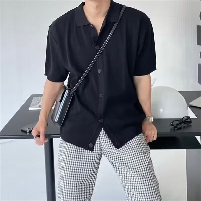 针织polo衫男短袖高级感开衫上衣韩版休闲青年雅痞简约英伦风衣服,男装针织衫/毛衣,星座506A
