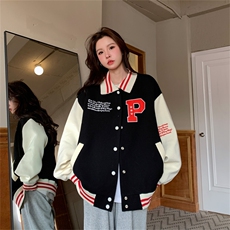 春秋新款美式复古宽松撞色外套女夹克上衣棒球服潮C453-P90，男装夹克，星座911-2(原星座613-2）