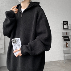 8XL-M毛衣男特大码宽松潮牌慵懒风痞帅连帽套头针织衫MY1509/P75，男装针织衫/毛衣，电商B238