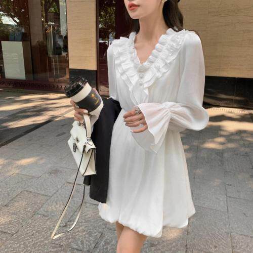 花苞领连衣裙，女装连衣裙，M.W 嫚维