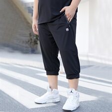男大码休闲运动弹力7分裤冰丝网眼5032-1_L-4XLP505XL-9XLP55，男装休闲裤，星座1516-1