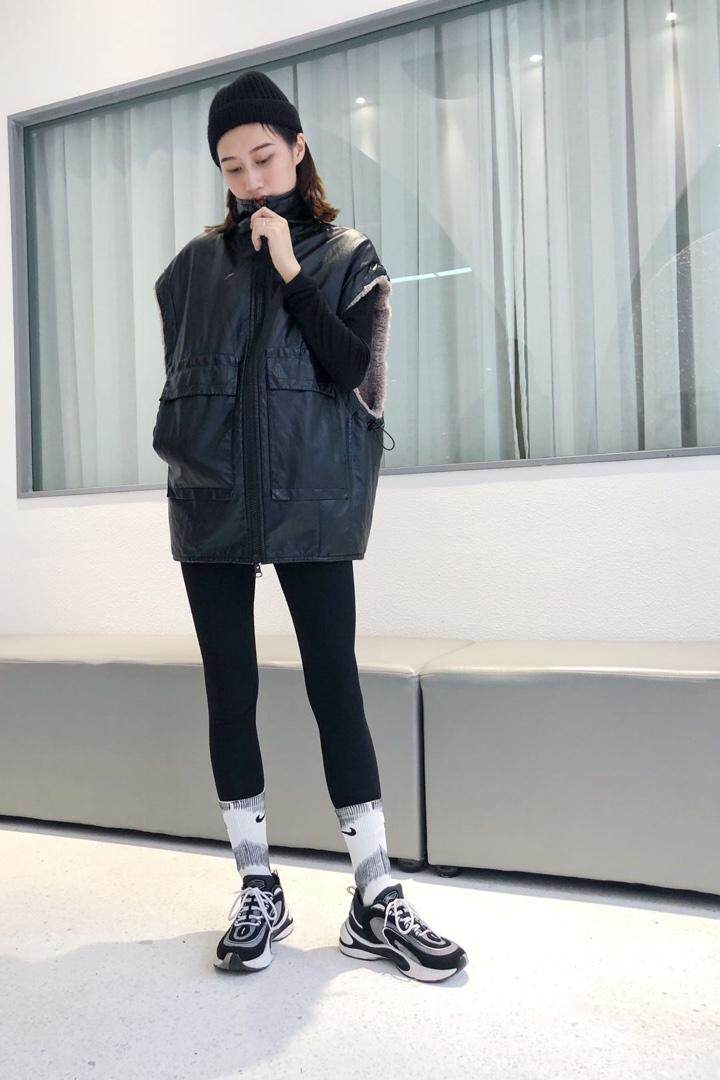 设计双面穿羊羔毛皮马甲，意法3277SFR，女装马夹，S·F·R