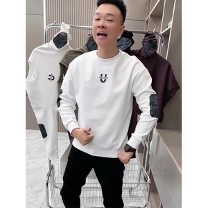 2025男士黑色白色打底衫潮牌休闲男款男装上衣秋装新款加绒卫衣男图片