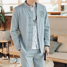 风中山装春秋装套装男士唐装两件套A334-TZ303-P100，男装民族服装，电商B339(原A334）