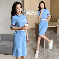 燕颉时尚休闲Polo领连衣裙女夏季2023新款中年妈妈韩版洋气裙子潮，女装套装/套裙，燕颉服饰