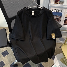 港风夏款男短袖T恤华夫格贴标印花宽松五分袖T恤衫t149P25，男装T恤，星座1013-1