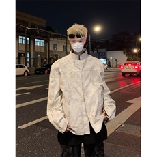 秋季小众高级感立领机车皮衣男宽松短款垫肩美式复古夹克外套潮，男装夹克，星座410-6（原星座1304-1）
