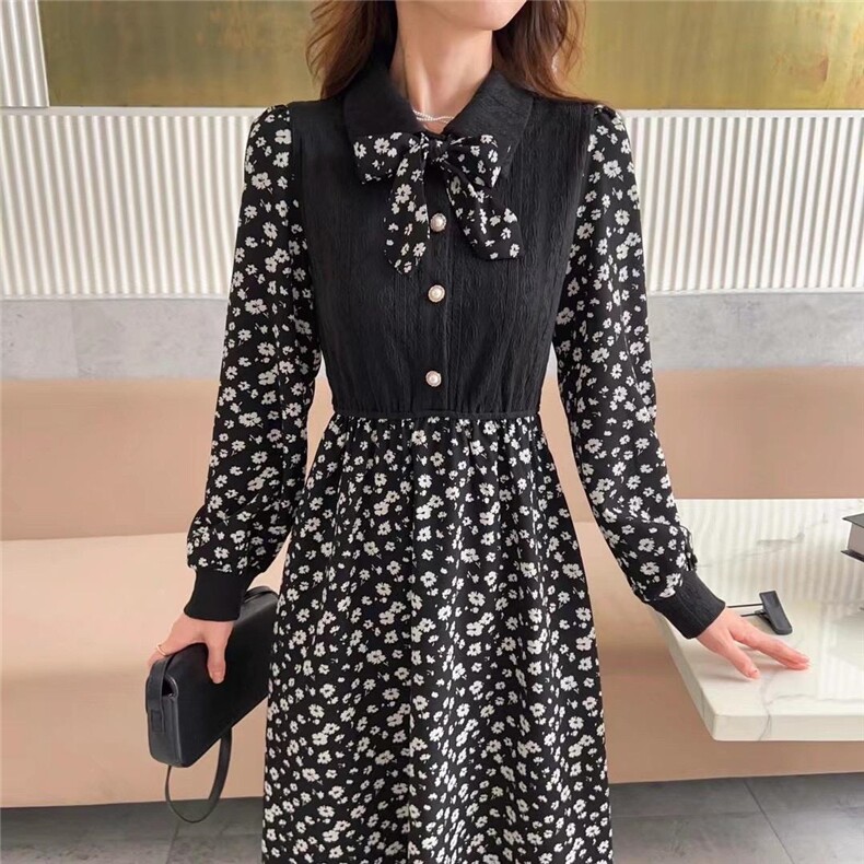 针织拼接连衣裙，女装连衣裙，阿爆