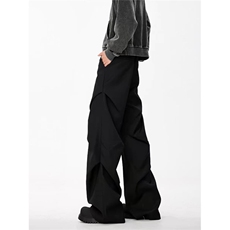 防水硬挺微喇褶皱西裤潮牌新款宽松直筒大货310A-4-XK16-特批35，男装西裤，星座310A-4