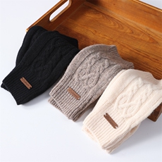 秋冬羊绒羊毛长款露指手套女士麻花针织珍珠保暖护胳膊袖子手臂套，手套，九月九羊绒