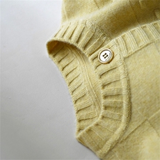 2025年秋季新款百搭女士系扣圆领鼓包长袖羊毛开衫，女装羊毛衫，新胜羊绒