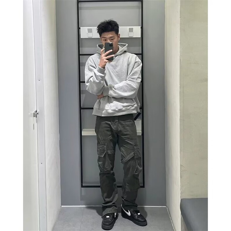 重磅美式潮牌cleanfit短款连帽卫衣男女春秋纯色套头外套WY242,女装短外套,星座601-1