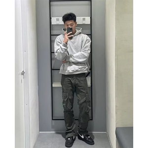 重磅美式潮牌cleanfit短款连帽卫衣男女春秋纯色套头外套WY242图片