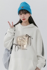 2024中性新款可爱猫咪织带棉质连帽卫衣WR6700P55空78，男装卫衣，电商A268