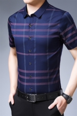 PA73653钱塘2020-3夏季新款男士短袖衬衫商务休闲格子衬衣P30，男装衬衫，钱塘207-3