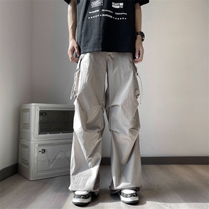夏季美式机能工装裤男设计感小众hiphop宽松直筒拖地裤 K7193-P42图片