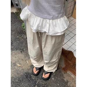 新款宽松休闲裤男韩版潮流百搭裤子夏季薄款坠感阔腿拖地长裤图片