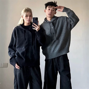 抖音得物 保暖立领拉链针织外套秋冬宽松慵懒风纯色毛衣上衣AM047图片