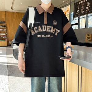 84068-P40polo衫短袖男士夏季小众潮流半袖ins港风百搭潮牌t恤男图片